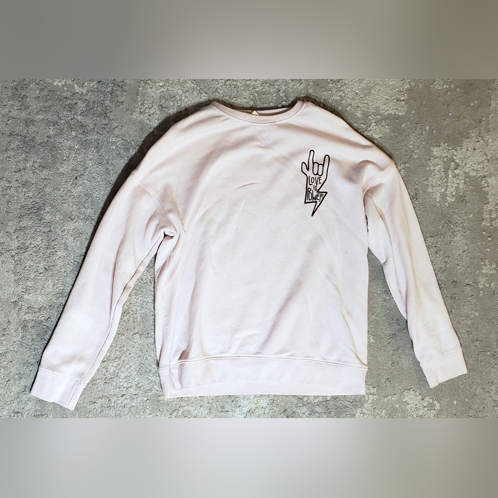 Unbranded Men's Pale Pink 'Love is Power' Crewneck Sweatshirt